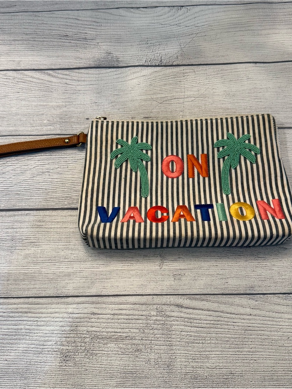 Talbots Striped 'On Vacation' Wristlet in Navy, White, Green, Red, Yellow